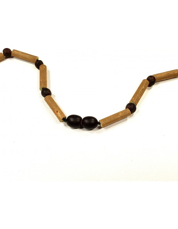 Hazelwood and black raw amber necklace 