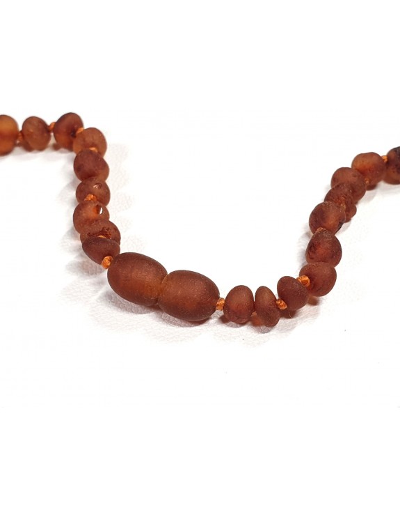 Raw cognac Baltic amber necklace with Pearl
